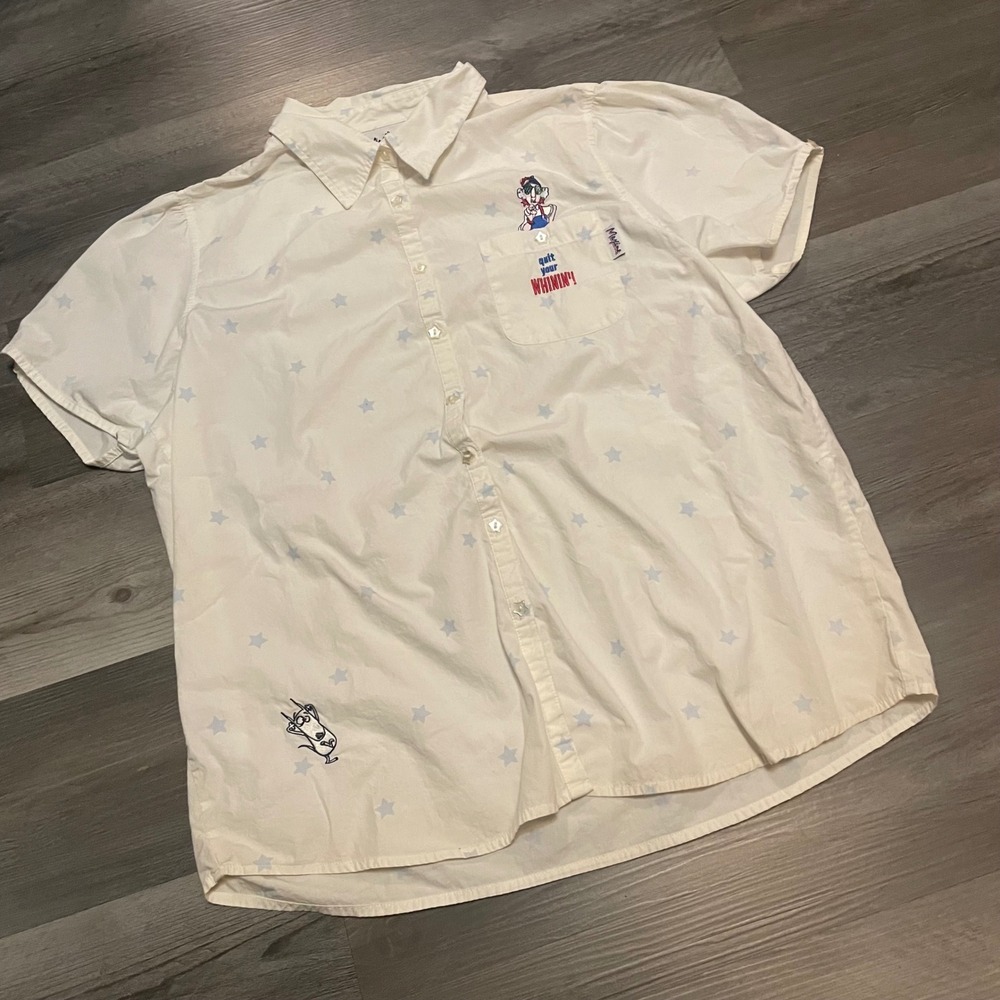 Vintage Maxine Hallmark Woman White Star Button Down Shirt 18W/20W LT1905 rare